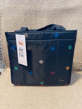 Lug Pulley Small Tote Bag - Navy Polka Dots NWT